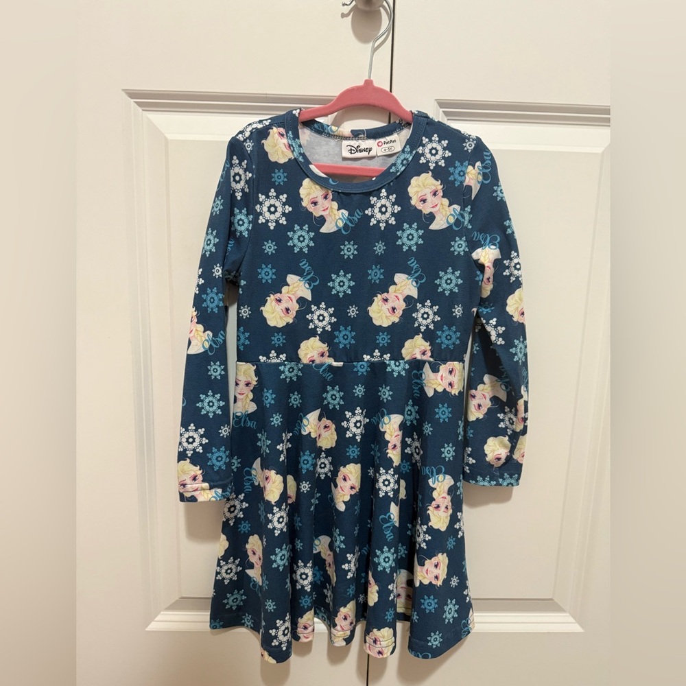 Disney Frozen Navy Blue Girls Fit and Flare Dress 4T/5T